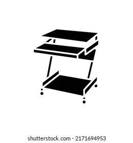 Fortable computer desk line color icon.   Isolated vector element. Outline pictogram for web page, mobile app, promo