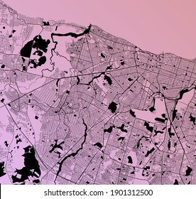 Fortaleza, Ceará, Brasil (BRA) - Mapa de megaciudad de vectores urbanos con parques, ferrocarril y carreteras, autopistas, afiche de diseño de plan de ciudad minimalista, centro de la ciudad, red de tránsito, proyecto de gradiente