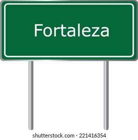 Fortaleza road sign green vector illustration, road table