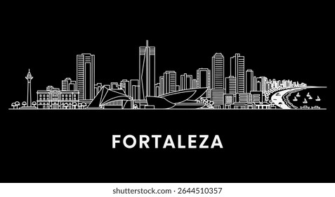 Fortaleza Skyline com o Brasil Cityscape Vetor.