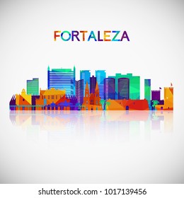 Fortaleza skyline silhouette in colorful geometric style. Symbol for your design. Vector illustration.