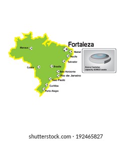 Fortaleza stadium with map location