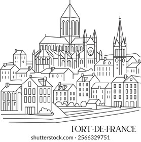 Fort-de-France City Line Draw Simple Minimalist