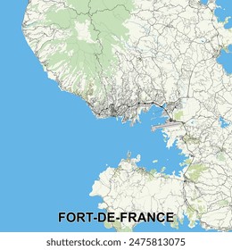 Fort-de-France, Francia mapa poster art