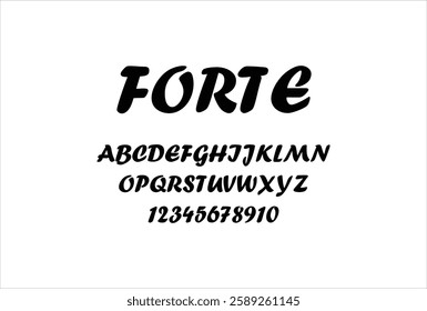 Forte font for logo and headline. Isolated vector typeset