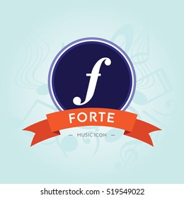 Forte Music Symbol Logotype Vector Icon Symbol Design