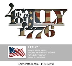 Forth of July 1776 Lettering Cut-Out