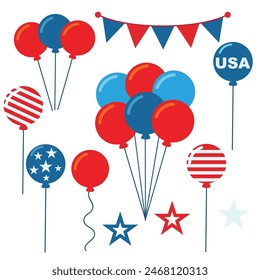 Ilustración de dibujos animados de Vector de globos de julio