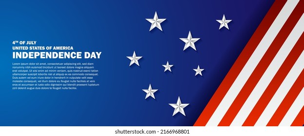 Forth of july, united states of america independence day banner vector