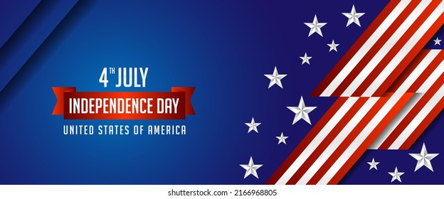 Forth of july, united states of america independence day banner vector