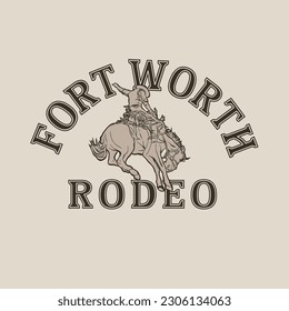 Forth Worth Texas Cowboy Rodeo Graphic Vector