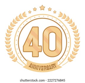 fortieth anniversary golden badge icon