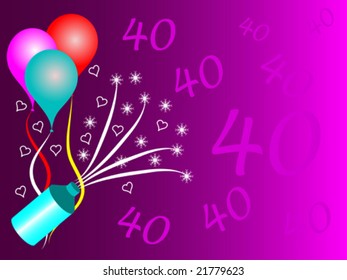 A fortieth birthday party vector illustration with room for text