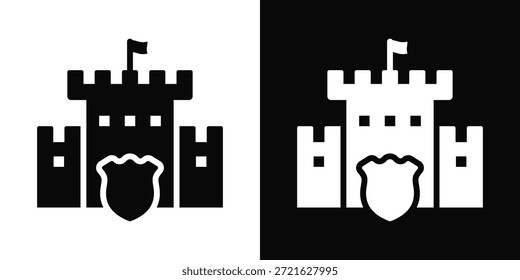 Ícone De Fortificação Estilo De Fundo Branco E Preto