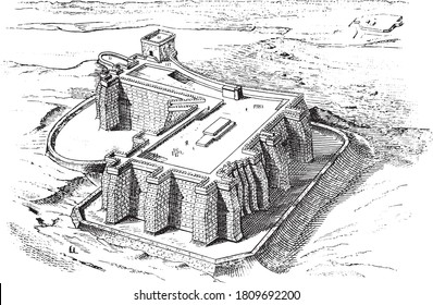 The fortifications of the Nile near Semneh, From the Universe and Humanity, 1910.