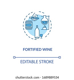 Fortified wine concept icon. Strong alcohol beverage, winemaking idea thin line illustration. Adding distilled spirit, liquor to wine. Vector isolated outline RGB color drawing. Editable stroke