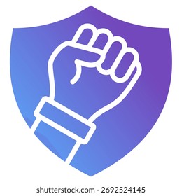 Icono de gradiente de glifo de fortificación de fuerza