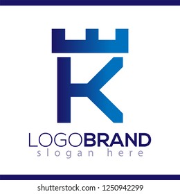 Fortress castle initial K logo template vector