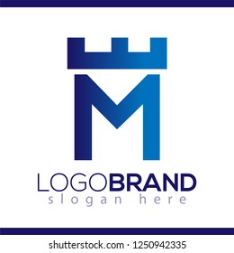 Fortress castle initial M logo template vector