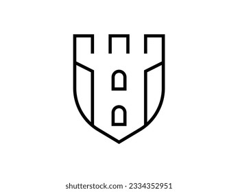 fortress castle shield logo design