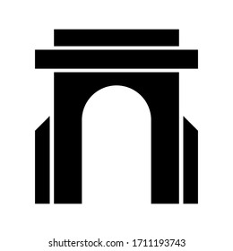 Fortress door icon. Castle entrance sign. Line design.