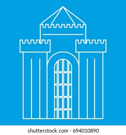 Fortress with gate icon blue outline style isolated vector illustration. Thin line sign