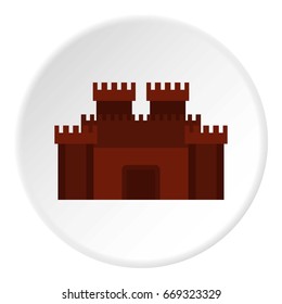 Fortress with gate icon in flat circle isolated on white background vector illustration for web