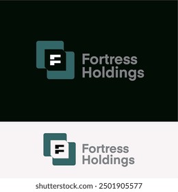 Fortress holdings document financial logo design ideas business name editable vector template  royalty free image