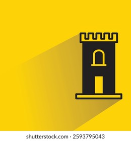 fortress icon with drop shadow on yellow background