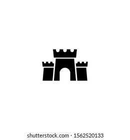 Fortress icon. Protection symbol. Tower, defense, castle, safety.  Landmark. Vector illustrarion isolated on white. 