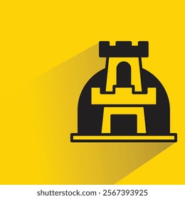 fortress icon with shadow on yellow background