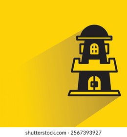 fortress icon with shadow on yellow background