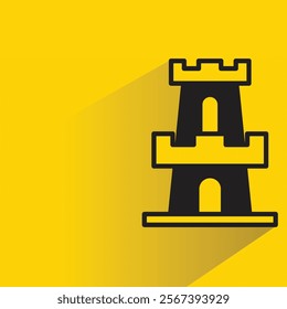 fortress icon with shadow on yellow background