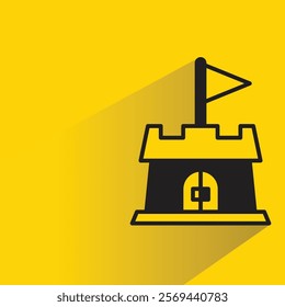 fortress icon with shadow on yellow background