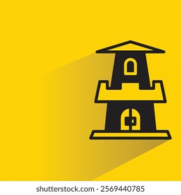 fortress icon with shadow on yellow background