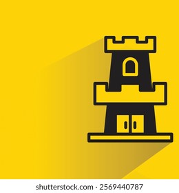 fortress icon with shadow on yellow background