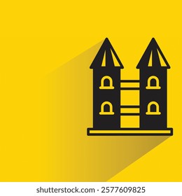 fortress icon with shadow on yellow background