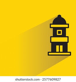 fortress icon with shadow on yellow background