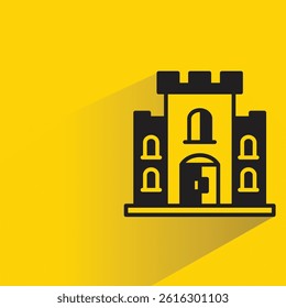fortress icon with shadow on yellow background
