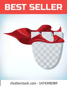 Fortress icon template in red cape. Fortress symbol in red cloak. Vector isolated illustration on a white background