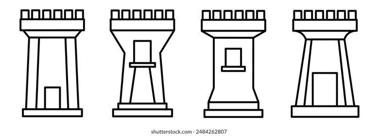 Fortress icon. Fortress thin line icon collection. Stock vector.