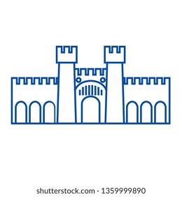Fortress illustration line icon concept. Fortress illustration flat  vector symbol, sign, outline illustration.
