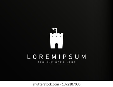 Fortress logo design. Vector illustration of fortress castle silhouette. Modern design line icon template