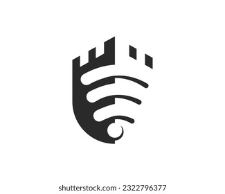 Elemento de logotipo de fortaleza con plantilla de logotipo WiFi
