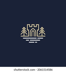 fortress logo line abstract vector