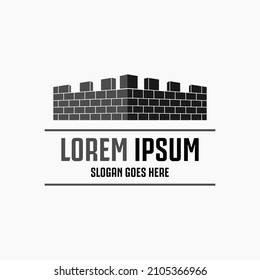 fortress logo.Castle Brick Logo Template Design. vector design in white background.