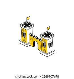 Fortress Safe Wall. Vector 3d isometric, color web icon, new flat style. Creative illustration design, idea for infographics.