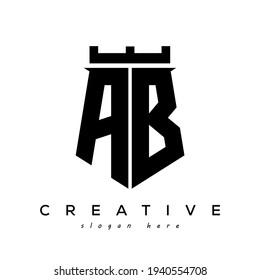Fortress shield initial AB logo vector design