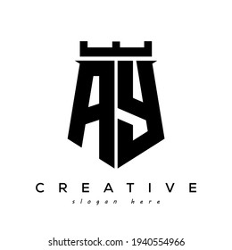 Fortress shield initial AY logo vector design