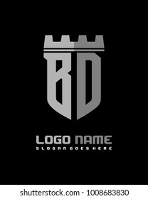 Fortress shield initial B D logo template vector